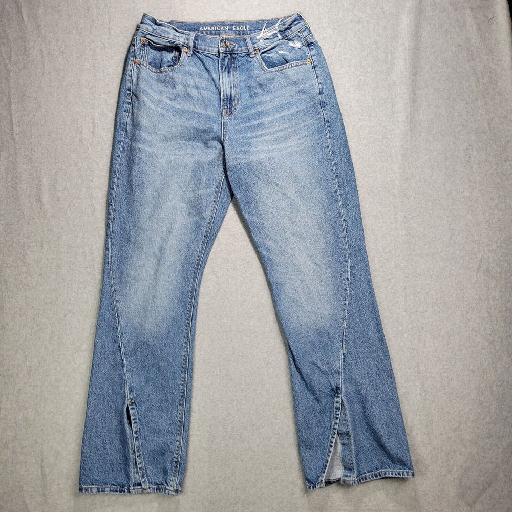 American Eagle Jeans Womens Size 12 Kick Boot Light Wash Denim Split AEO